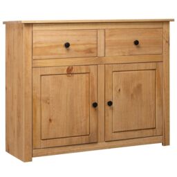 Berkfield Home Sideboard 93x40x80 cm Solid Pinewood Panama Range in Brown - Size: 93 x 40 x 80 cm - thumbnail 1