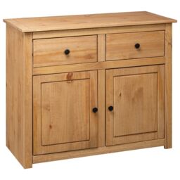 Berkfield Home Sideboard 93x40x80 cm Solid Pinewood Panama Range in Brown - Size: 93 x 40 x 80 cm - thumbnail 5