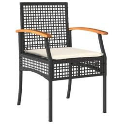 Berkfield Home Beautiful 5 Piece Garden Dining Set with Cushions Black Poly Rattan