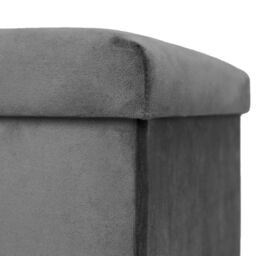 OHS Folding Ottoman Storage Box Footstool Tub Space Saving Velvet Seat in Charcoal - thumbnail 4