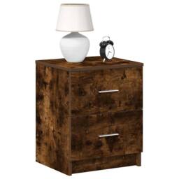Berkfield Home Bedside Cabinets 2 pcs with 2 Drawers Smoked Oak 40x36x50 cm in Brown - Size: 40 x 36 x 50 cm - thumbnail 2