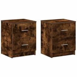 Berkfield Home Bedside Cabinets 2 pcs with 2 Drawers Smoked Oak 40x36x50 cm in Brown - Size: 40 x 36 x 50 cm - thumbnail 1