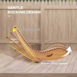OUTSUNNY Garden Rocking Chair with Slatted Seat & High Back, Wooden Rocking Chair, Light Brown - thumbnail 4