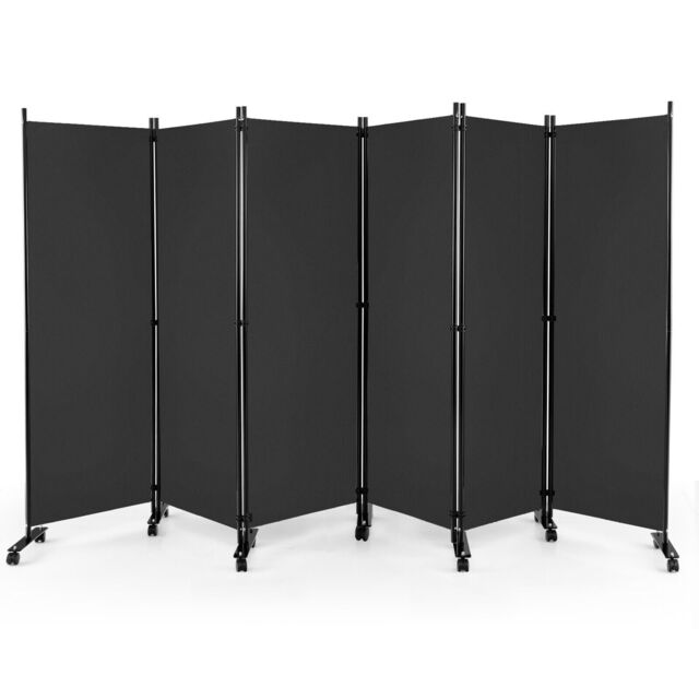 Costway 6Panel Folding Room Divider 172cm Rolling Privacy Screen w/ Lockable Wheels in Grey - image 1