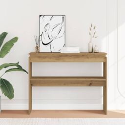 Berkfield Home Console Table Artisan Oak 102x30x80 cm Engineered Wood in Brown - Size: 102 x 30 x 80 cm - thumbnail 3