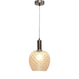 First Choice Lighting Baine - Clear Textured Glass Satin Nickel Deco Pendant Fitting - thumbnail 2