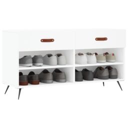 Berkfield Home Shoe Bench White 102x35x55 cm Engineered Wood - Size: 102 x 35 x 55 cm - thumbnail 3