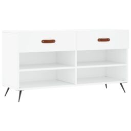 Berkfield Home Shoe Bench White 102x35x55 cm Engineered Wood - Size: 102 x 35 x 55 cm - thumbnail 2