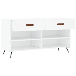 Berkfield Home Shoe Bench White 102x35x55 cm Engineered Wood - Size: 102 x 35 x 55 cm - thumbnail 5