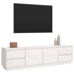 Berkfield Home TV Cabinet White 176x37x47.5 cm Solid Wood Pine - thumbnail 4