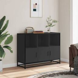 Berkfield Home Sideboard Black 100x35x76 cm Engineered Wood - Size: 100 x 35 x 76 cm - thumbnail 1