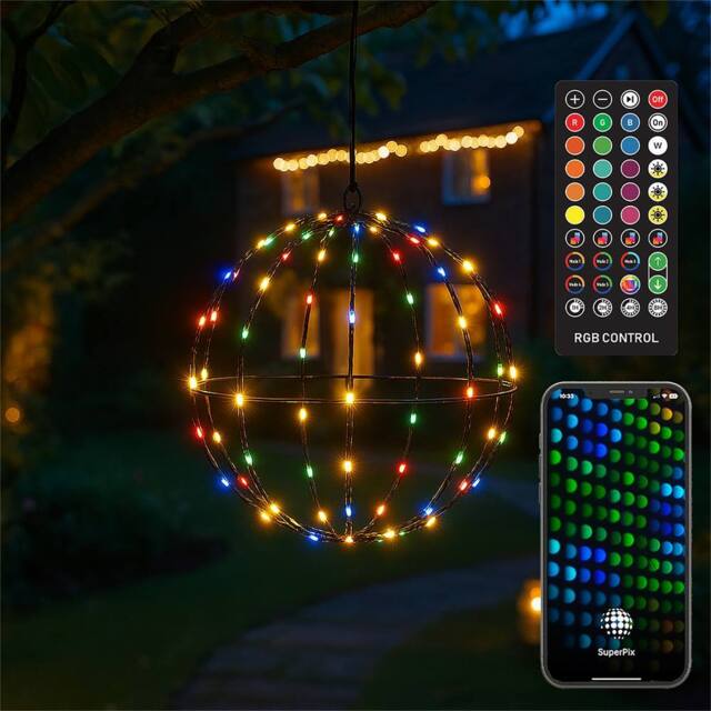 Xmas Haus RGB Mini Seed LED Multifunction Black Foldable Ball Light - image 1