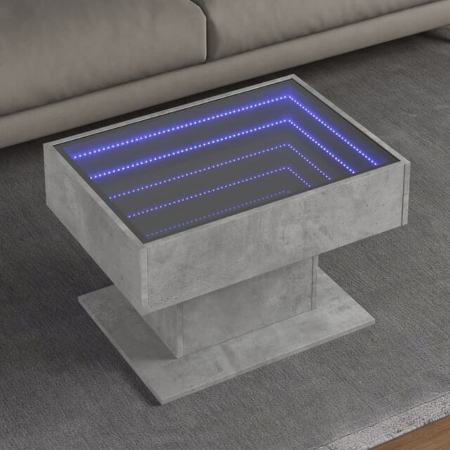 Berkfield Home Coffee Table with LED Concrete Grey 70x50x45 cm Engineered Wood - Size: 70 x 50 x 45 cm - image 1