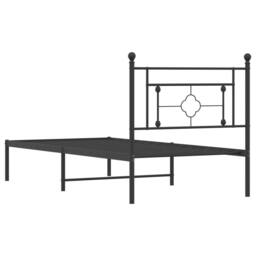 Berkfield Home Metal Bed Frame without Mattress with Headboard Black 90x190cm - Size: 90x190 cm - thumbnail 7
