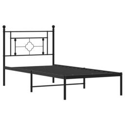 Berkfield Home Metal Bed Frame without Mattress with Headboard Black 90x190cm - Size: 90x190 cm - thumbnail 4