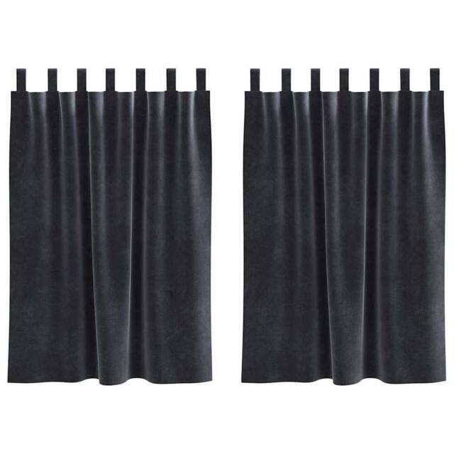 Berkfield Home Blackout Curtains with Hanging Loops 2 pcs Dark Grey Velvet - image 1