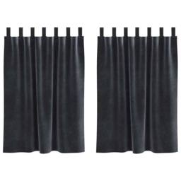 Berkfield Home Blackout Curtains with Hanging Loops 2 pcs Dark Grey Velvet - thumbnail 1