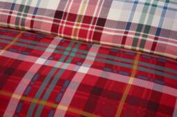 Rapport Home Regalia Check Microfibre Complete Duvet Cover Set with Fitted Sheet in Red - Size: King - thumbnail 2