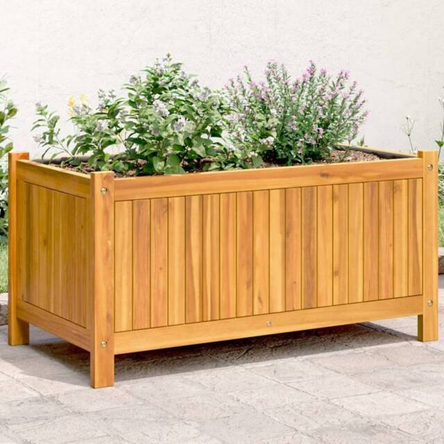 Berkfield Home Garden Planter with Liner 80x42x40 cm Solid Wood Acacia in Brown - Size: 80 x 42 x 40 cm - image 1