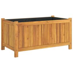 Berkfield Home Garden Planter with Liner 80x42x40 cm Solid Wood Acacia in Brown - Size: 80 x 42 x 40 cm - thumbnail 2