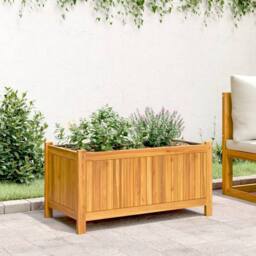 Berkfield Home Garden Planter with Liner 80x42x40 cm Solid Wood Acacia in Brown - Size: 80 x 42 x 40 cm - thumbnail 3