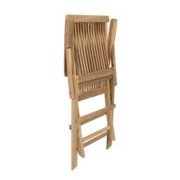 Charles Bentley Pair of Solid Wooden Teak Garden Outdoor Folding Arm Chairs in Natural - thumbnail 6