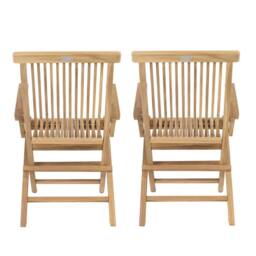 Charles Bentley Pair of Solid Wooden Teak Garden Outdoor Folding Arm Chairs in Natural - thumbnail 5
