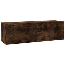 Berkfield Home TV Wall Cabinet Smoked Oak 100x30x30 cm Engineered Wood in Brown - Size: 100 x 30 x 30 cm - thumbnail 2