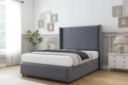 "Comfort Beds Ayla Plush Divan Base No Drawers - 54"" Wingback-Footboard in Dark Grey - Size: Single" - thumbnail 2