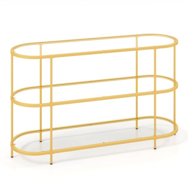 "Costway 3-Tier TV Stand for TVs up to 65"" 140cm TV Console Table in Gold" - image 1