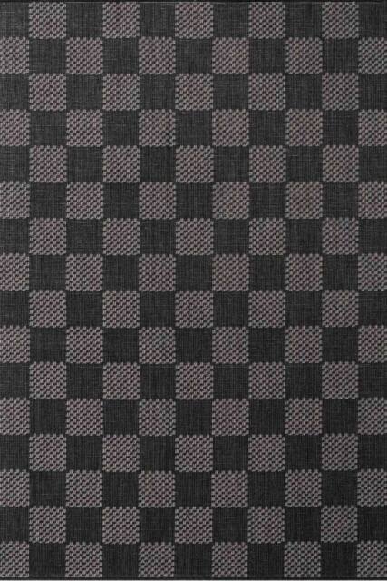 Ted Baker Flatweave Dorothy Indoor Outdoor Rug Checkerboard Design in Black - Size: 200 cm x 300 cm