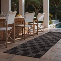 Ted Baker Flatweave Dorothy Indoor Outdoor Rug Checkerboard Design in Black - Size: 200 cm x 300 cm - thumbnail 3