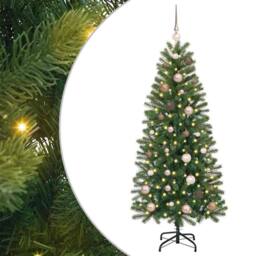 Berkfield Home Artificial Christmas Tree with 150 LEDs Green 150 cm PE & PVC - thumbnail 2