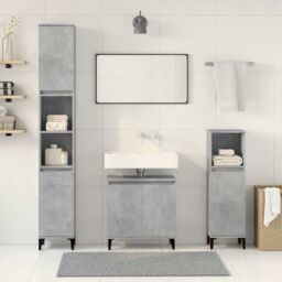 Berkfield Home 3 Piece Bathroom Furniture Set Concrete Grey Engineered Wood - thumbnail 3
