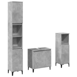 Berkfield Home 3 Piece Bathroom Furniture Set Concrete Grey Engineered Wood - thumbnail 2