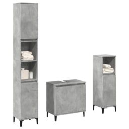 Berkfield Home 3 Piece Bathroom Furniture Set Concrete Grey Engineered Wood - thumbnail 1