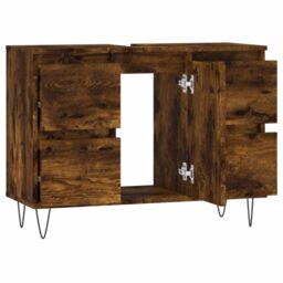 Berkfield Home Bathroom Cabinet Smoked Oak 80x33x60 cm Engineered Wood in Brown - Size: 80 x 33 x 60 cm - thumbnail 5