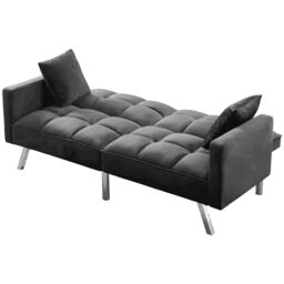 KOSY KOALA Sofa Bed 2 Seater Grey Velvet Click Clack Sofa Settee Recliner Couch with Metal Legs with 2 Pillows - thumbnail 8