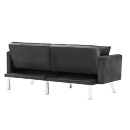 KOSY KOALA Sofa Bed 2 Seater Grey Velvet Click Clack Sofa Settee Recliner Couch with Metal Legs with 2 Pillows - thumbnail 4