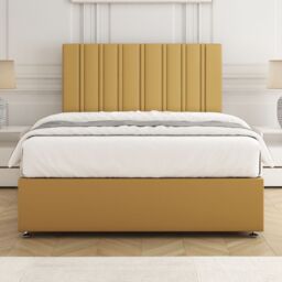 "BSSPOKE Sienna Divan Bed Set Velvet 24""Headboard 2 Drawers Footend & Mattress in Mustard - Size: Super King" - thumbnail 2