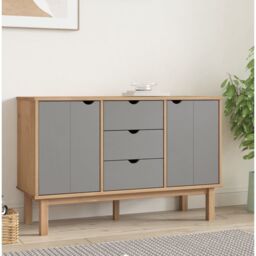 Berkfield Home Sideboard OTTA Brown & Grey 113.5x43x73 cm Solid Wood Pine
