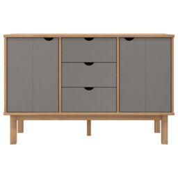 Berkfield Home Sideboard OTTA Brown & Grey 113.5x43x73 cm Solid Wood Pine - thumbnail 3