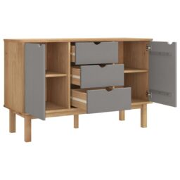 Berkfield Home Sideboard OTTA Brown & Grey 113.5x43x73 cm Solid Wood Pine - thumbnail 4