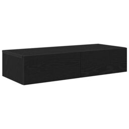 Berkfield Home Wall Shelf with Drawers Black 80x33x17 cm Engineered Wood - Size: 80 x 33 x 17 cm - thumbnail 2