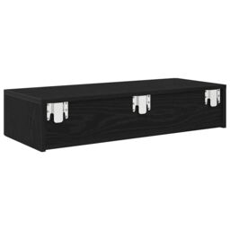 Berkfield Home Wall Shelf with Drawers Black 80x33x17 cm Engineered Wood - Size: 80 x 33 x 17 cm - thumbnail 6
