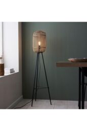 Netlighting Mathias Base & Shade Floor Lamp Natural Bamboo Plywood Matt Black Paint - thumbnail 2