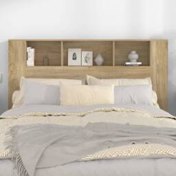 Berkfield Home Headboard Cabinet Sonoma Oak 160x18.5x104.5 cm in Light Tan - thumbnail 1