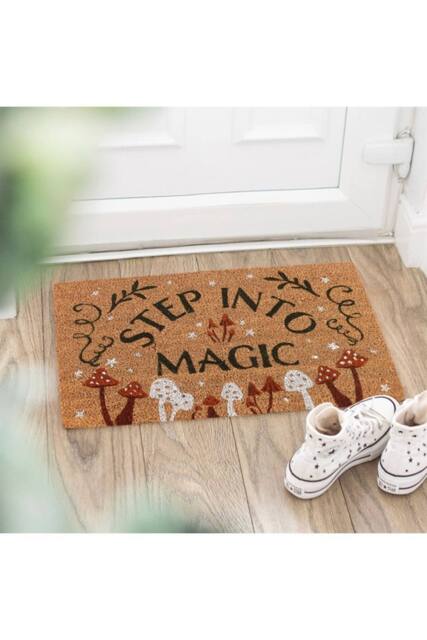 KDMD Woodland Mushroom Doormat - Step Into Magic Indoor Welcome Rug in Brown - Size: Medium - image 1