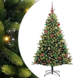 Berkfield Home Artificial Hinged Christmas Tree 300 LEDs Green 180 cm - thumbnail 2