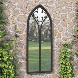 Berkfield Home Garden Mirror Black 70x30 cm Iron for Outdoor Use - thumbnail 2